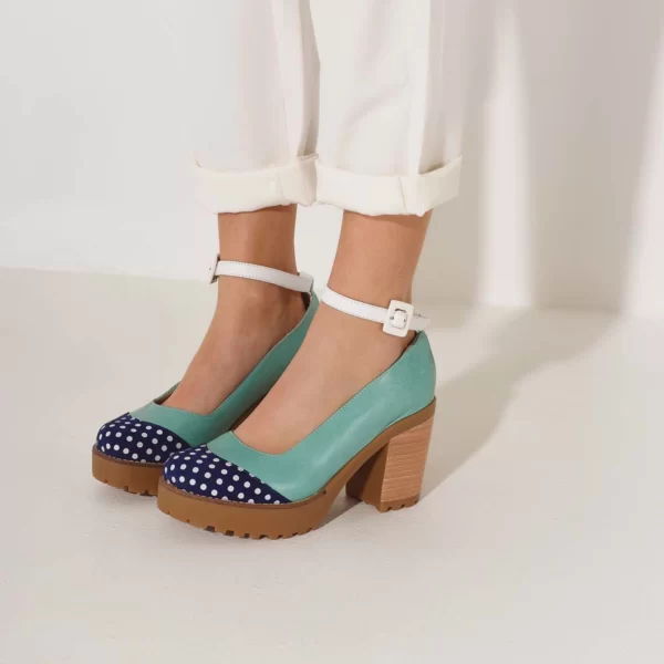 Zapato con plataforma Michi aqua y azul