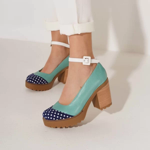 Zapato con plataforma Michi aqua y azul