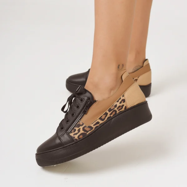 Zapatilla Jeansha negro y animal print
