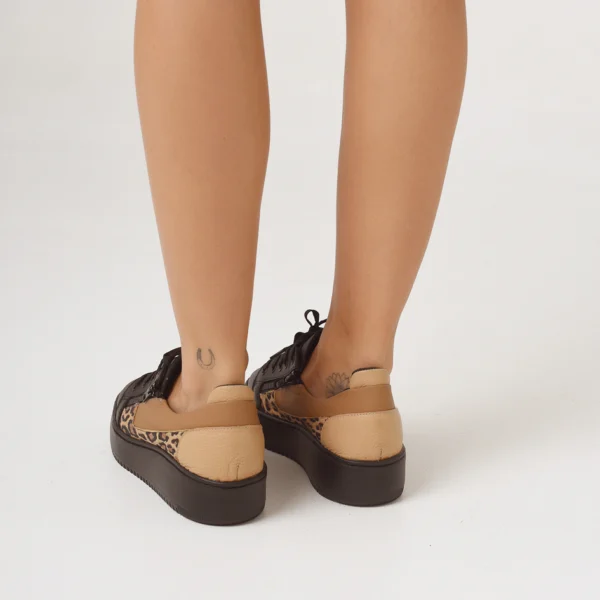 Zapatilla Jeansha negro y animal print